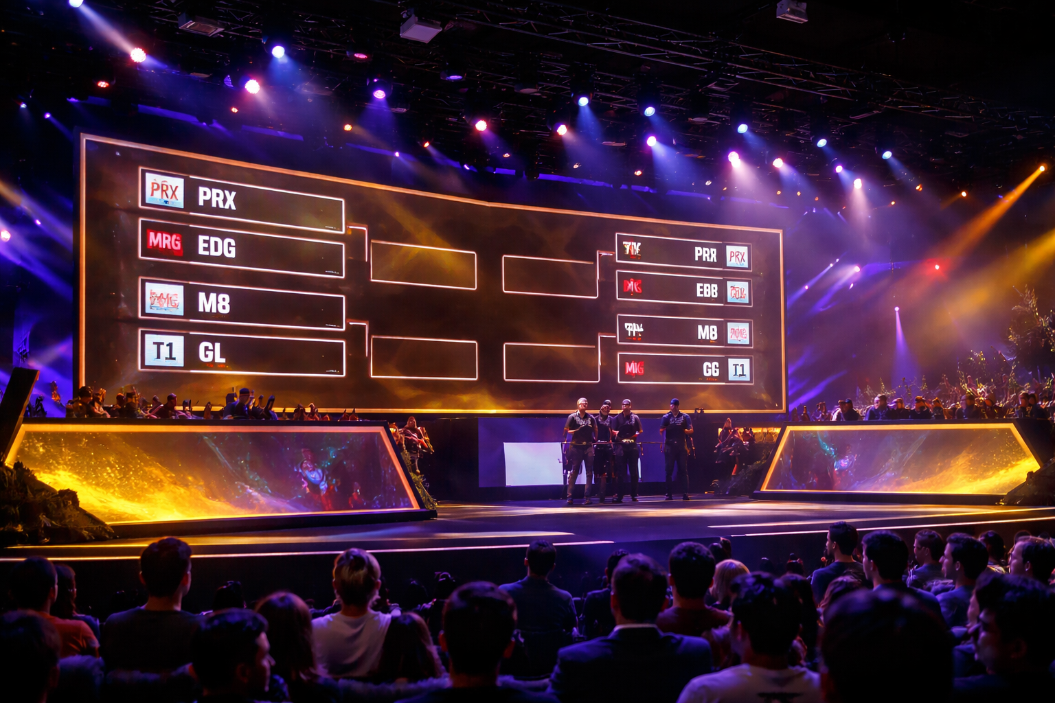 Escenario de VALORANT Masters Santiago con el bracket del Swiss Stage en una jornada clave del torneo