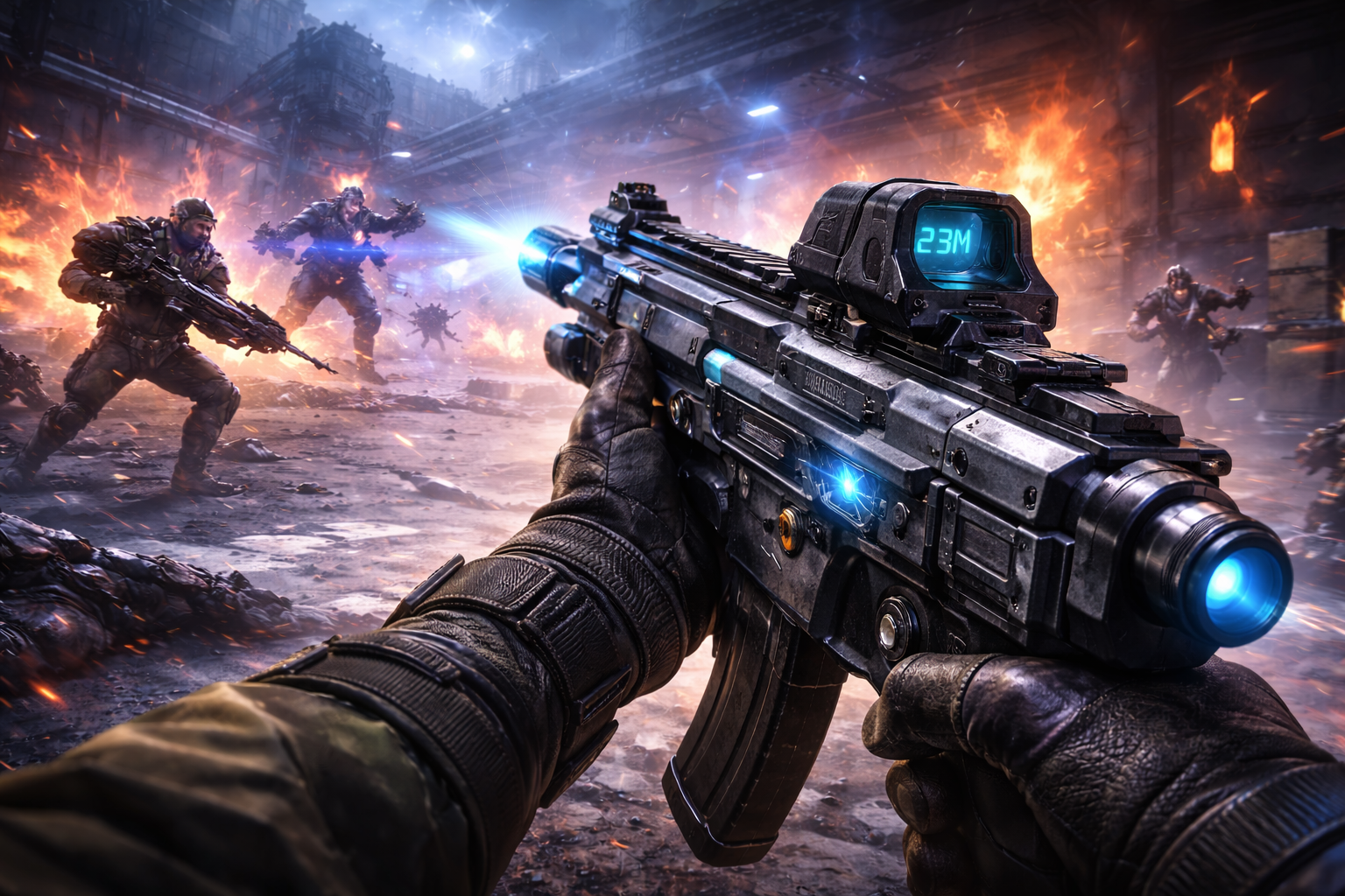 Voyak KT-3 en plena acción con su medidor de distancia en una escena intensa de Black Ops 7