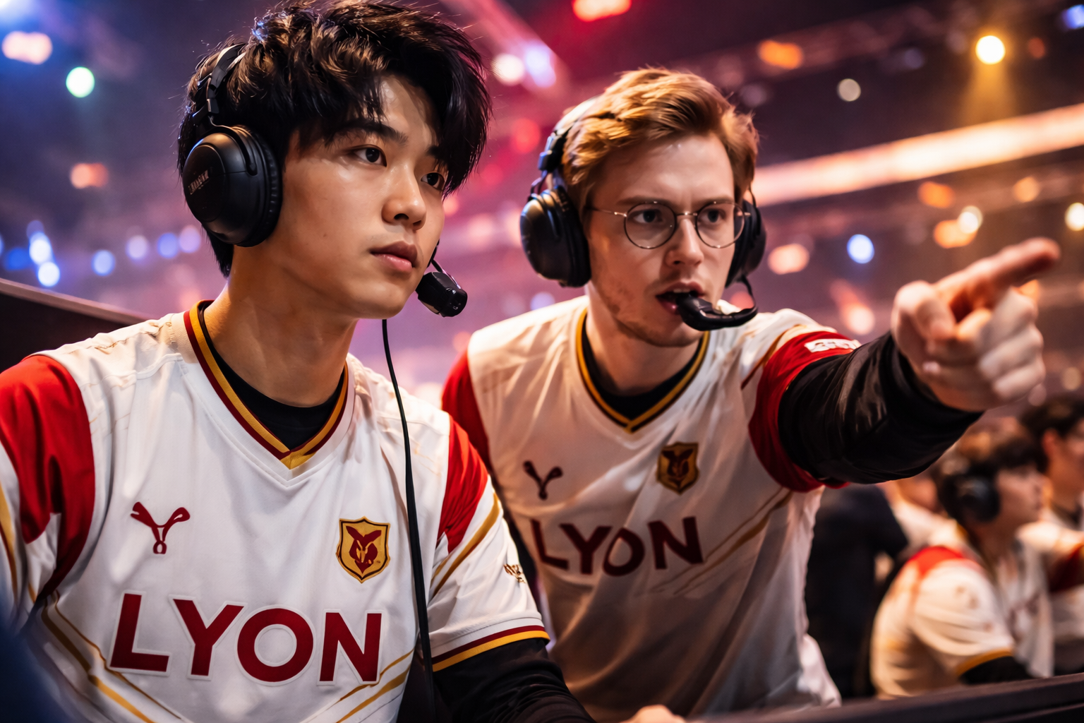 Saint e Inspired de LYON en plena competencia, en una escena que refleja liderazgo, tensión y trabajo en equipo