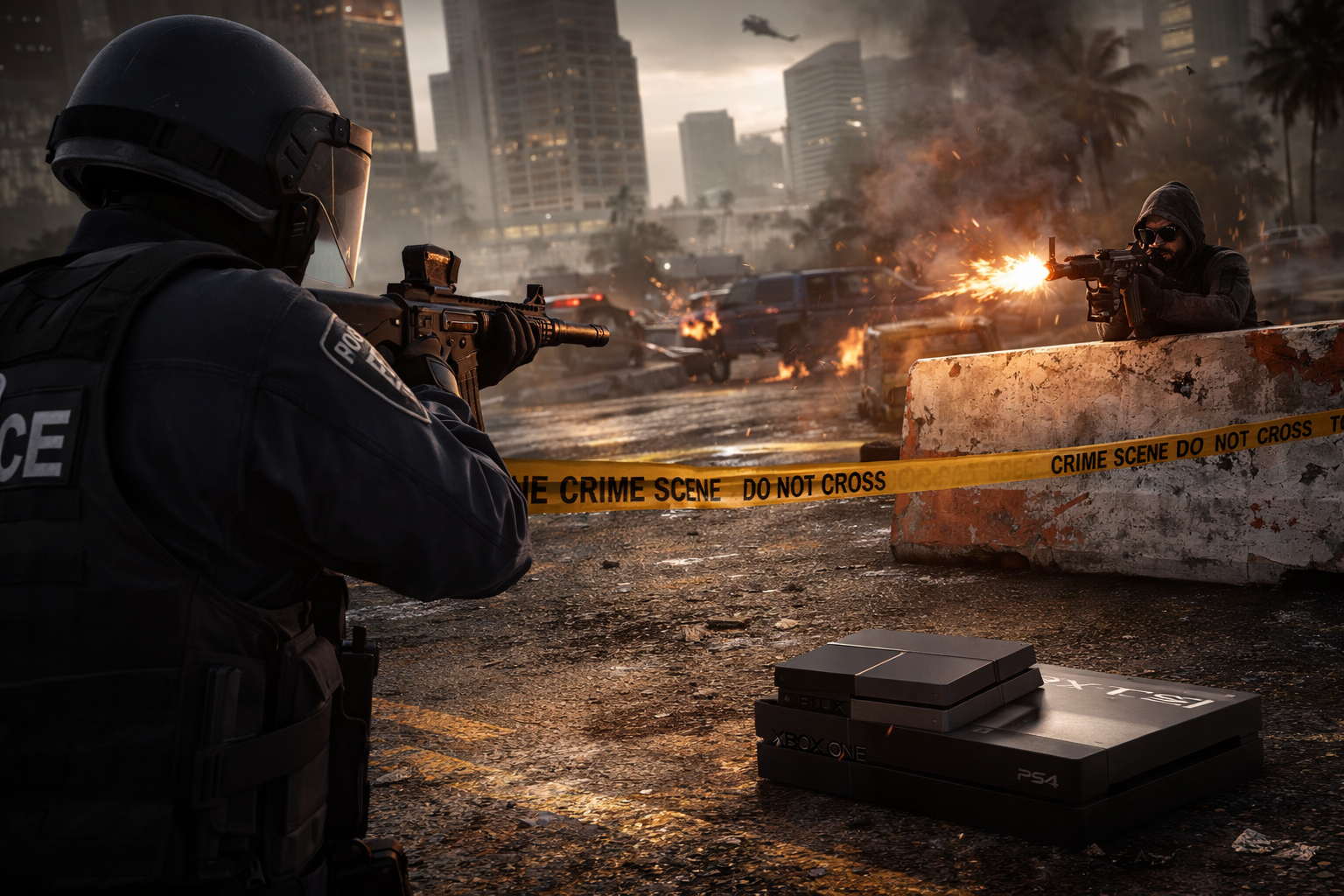 Escena intensa de Battlefield Hardline en consola, con un ambiente que refleja el cierre de sus servicios online en Xbox One y PS4