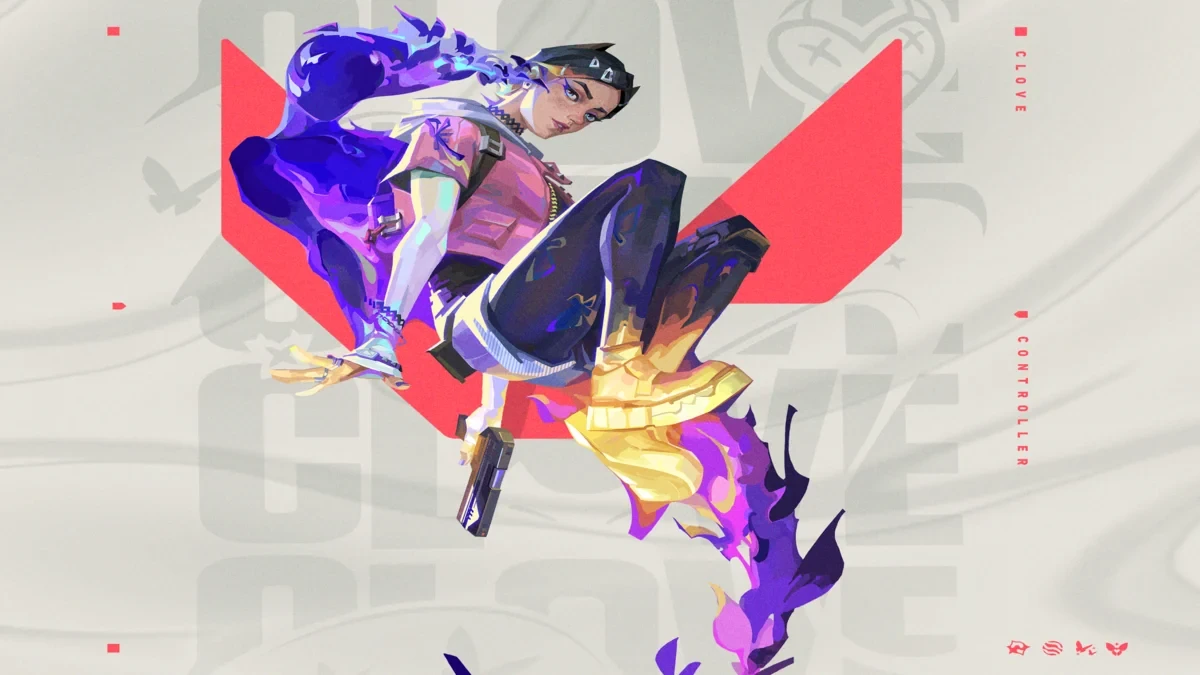 Arte promocional del agente Clove en VALORANT.