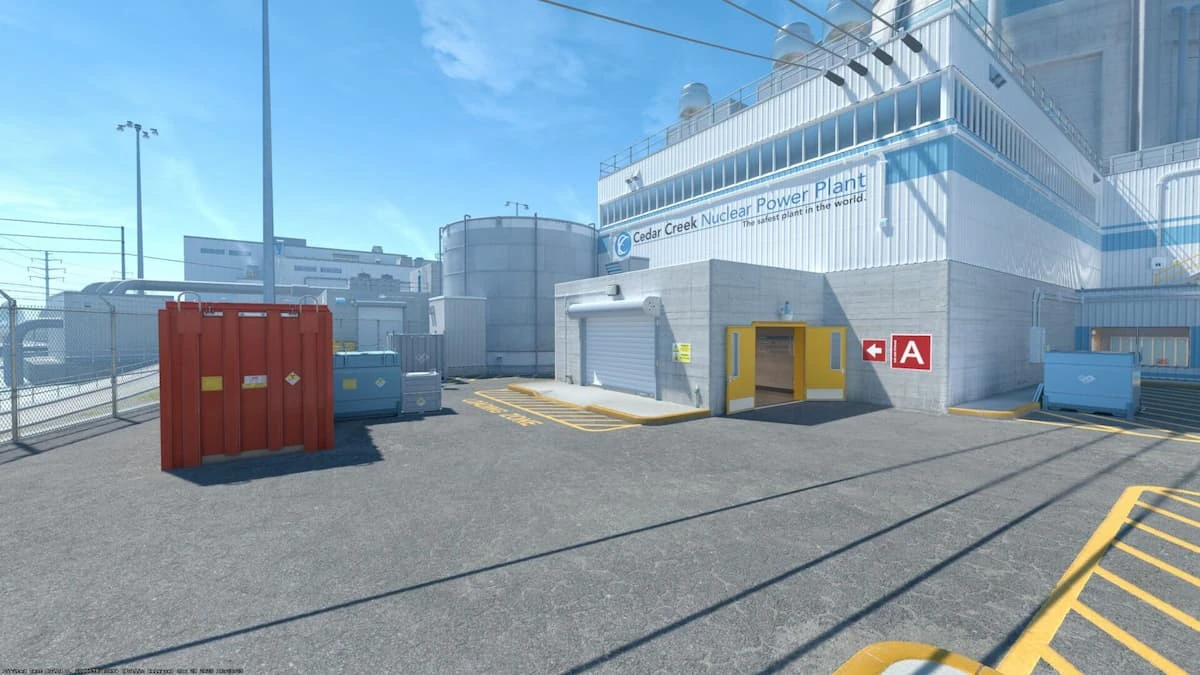 Plataforma exterior del mapa Nuke en Counter-Strike 2.