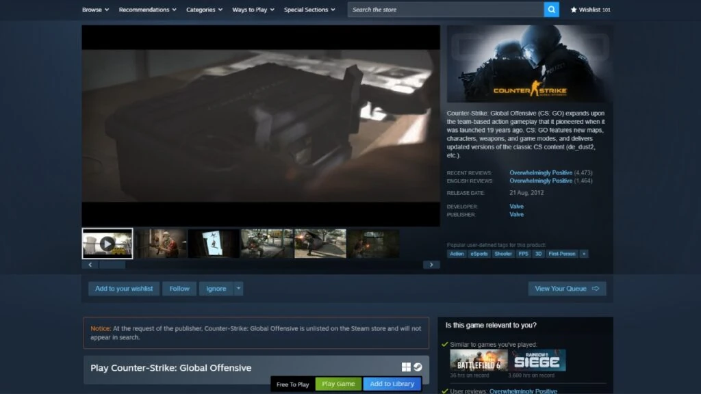 CS:GO ahora tiene un botón de descarga dedicado junto a CS2