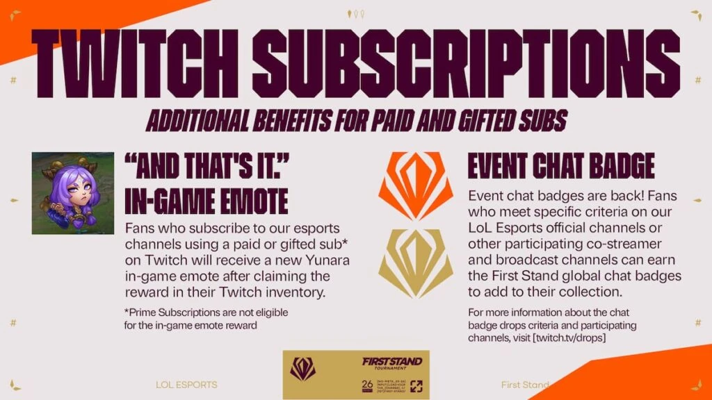 Imagen que muestra recompensas gratis para suscriptores de Twitch.