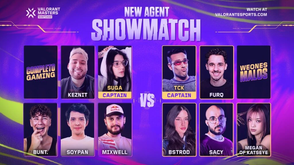 Rosters del showmatch de VCT Masters Santiago.