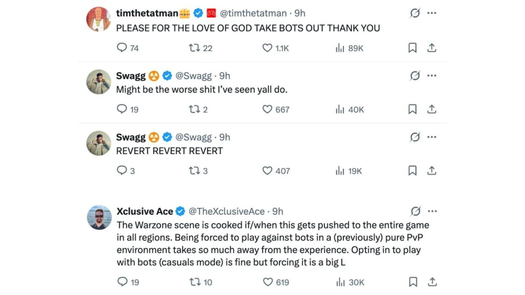 TimTheTatman, Swagg y Xclusive Ace reaccionan a la posibilidad de Black Ops Royale Casual con bots