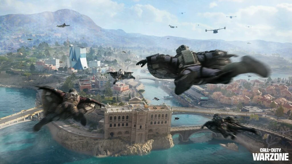 Operadores usando sus wingsuits en Black Ops Royale