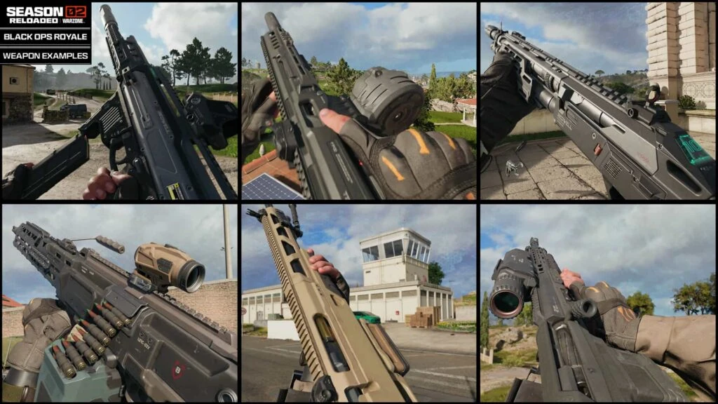 Distintos ejemplos de armas por categoría en Warzone Black Ops Royale