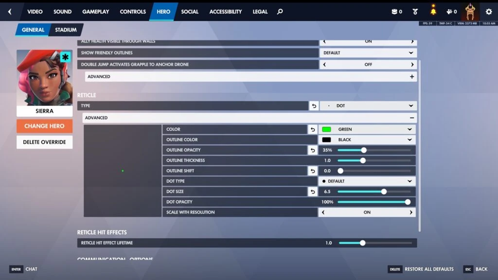 Mira tipo punto para Sierra en Overwatch