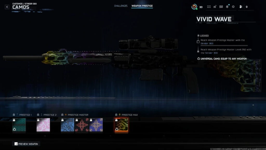 Camuflajes de Prestigio del Strider 300 en Black Ops 7
