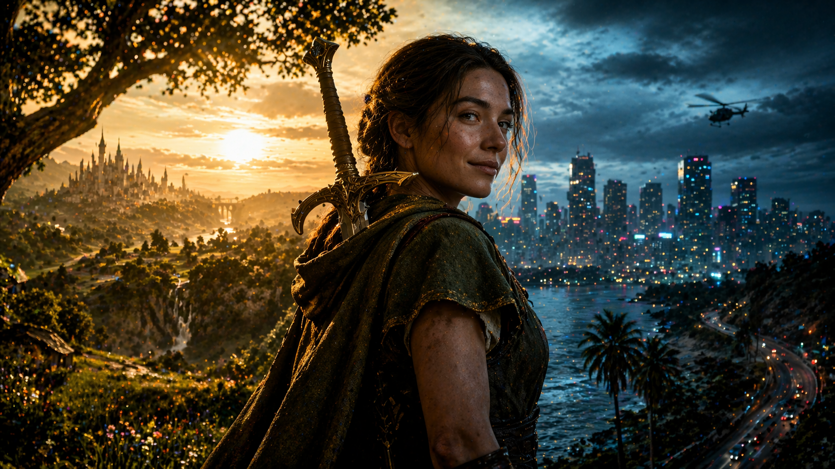 Heroína de fantasía en un mundo épico con aire de aventura y una atmósfera que transmite incertidumbre por el futuro de Fable