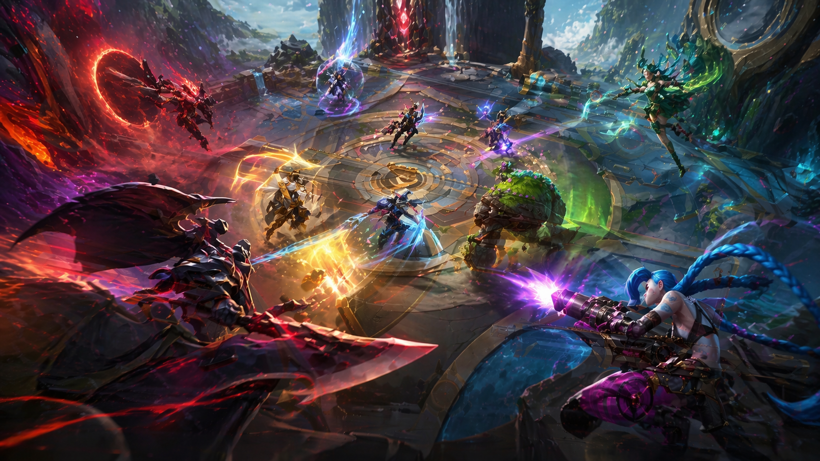 Combate en Arena de League of Legends con campeones, augments y mapas renovados
