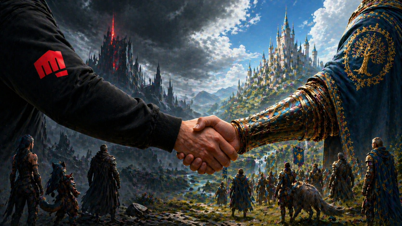 Acuerdo entre Riot e Intrepid representado con mundos MMO de fantasía y e-sports