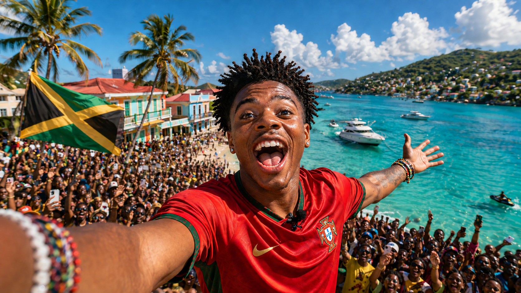 IShowSpeed en un tour IRL por el Caribe con playa, fans y ambiente tropical