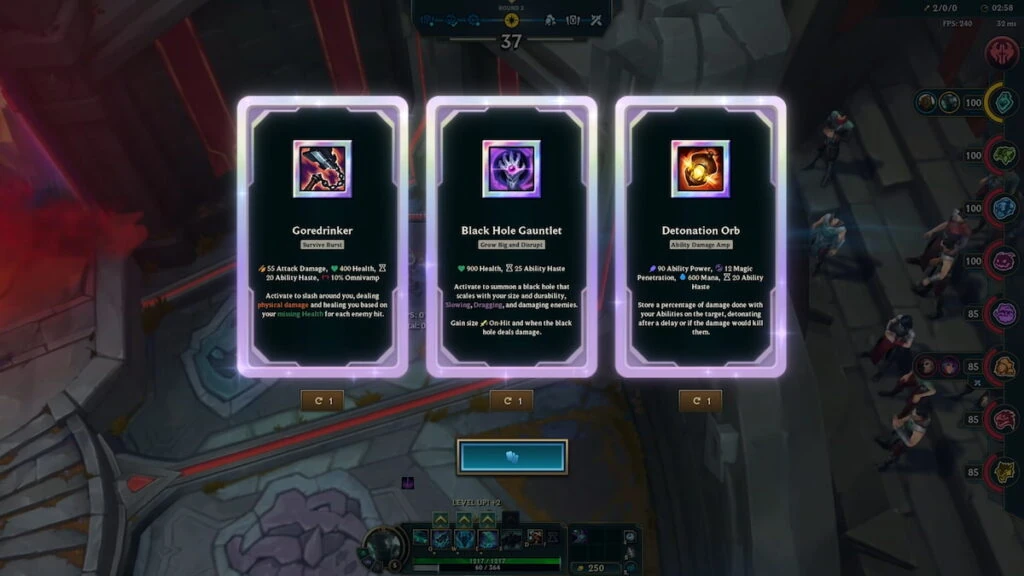 Imagen que muestra augments de Arena en League of Legends 2026.