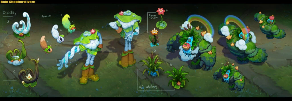 Imagen que muestra la skin Rain Shepherd Ivern en la Temporada 2 de League of Legends.